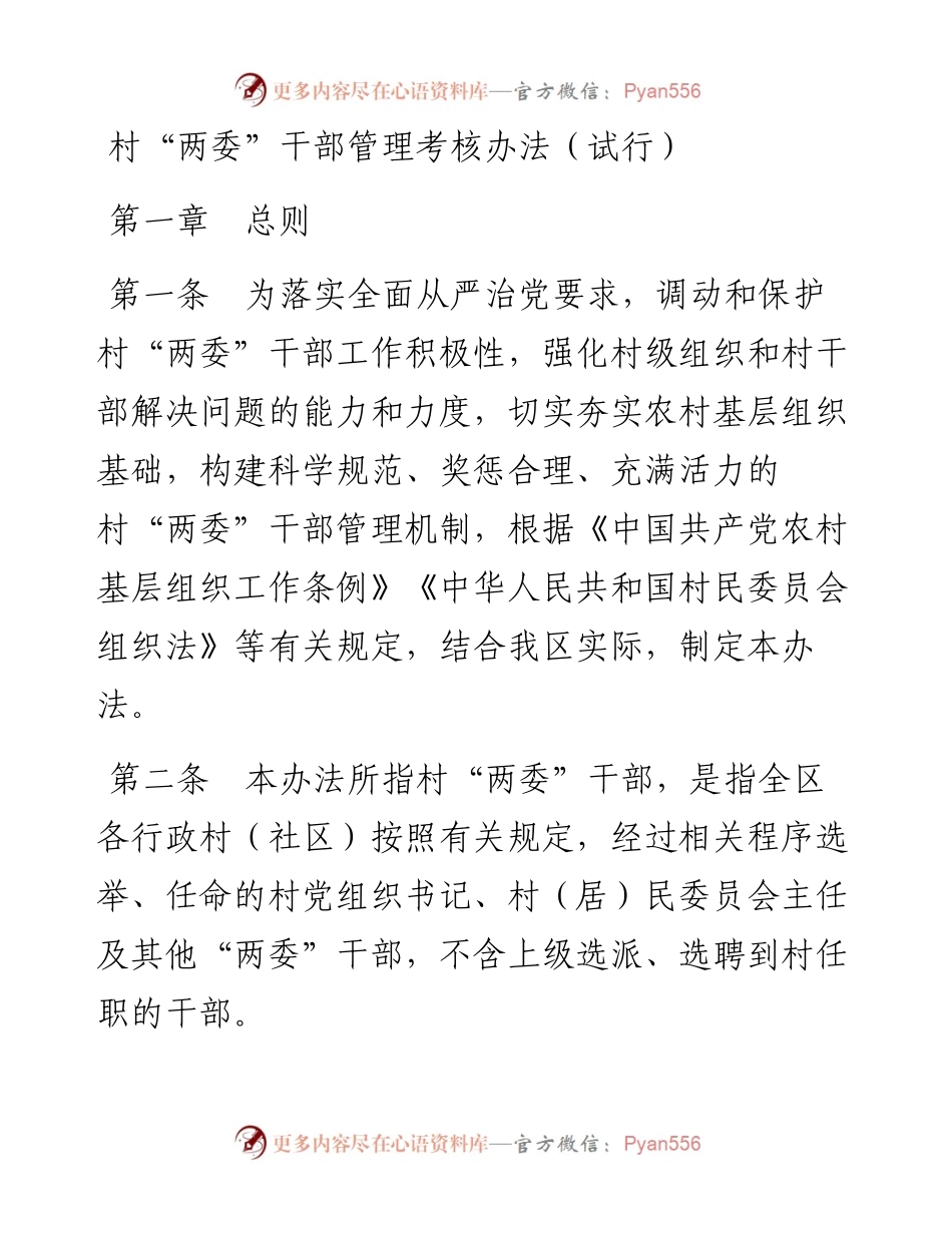 村“两委”干部管理考核办法.docx_第1页
