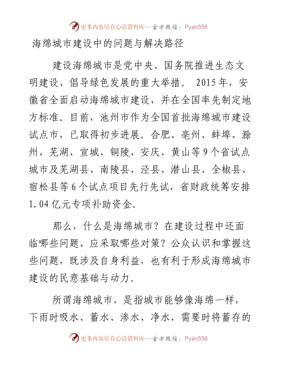 海绵城市建设中的问题与解决路径.docx_第1页