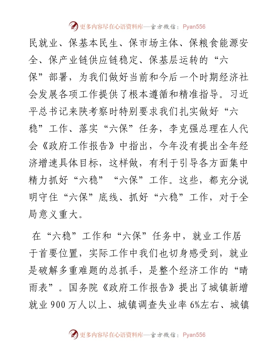 稳就业为重点守住六保底线抓好六稳工作电视电话会议上的讲话(1).docx_第2页