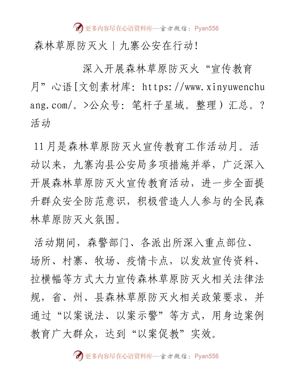 森林草原防灭火丨九寨公安在行动！.docx_第1页