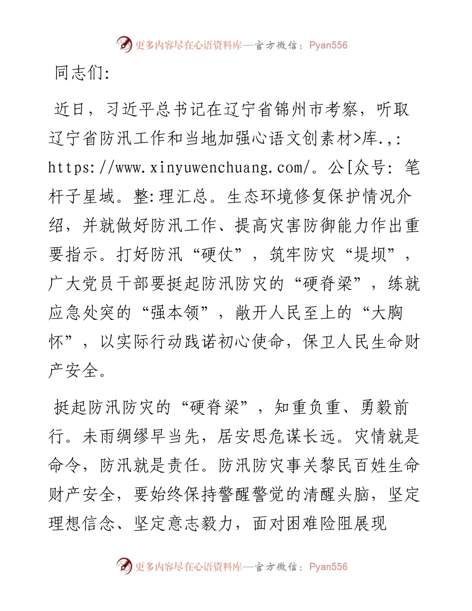 水利局党组专题学习习近平总书记考察辽宁时讲话精神研讨发言.docx_第1页