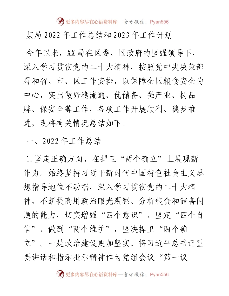 某局工作总结和2023年工作计划(1).docx_第1页