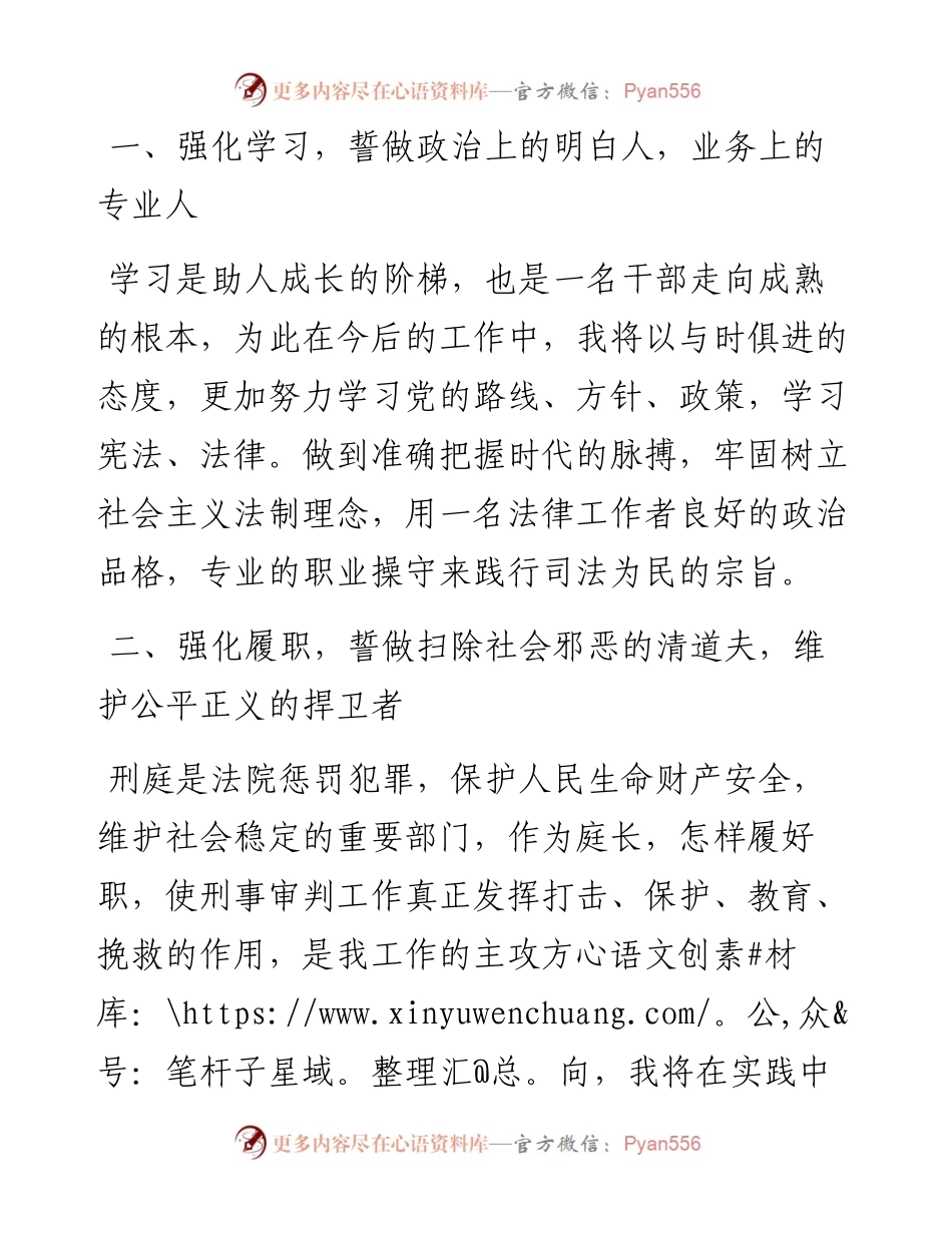 法院副院长、刑事审判庭庭长当选表态发言（2篇）.docx_第2页