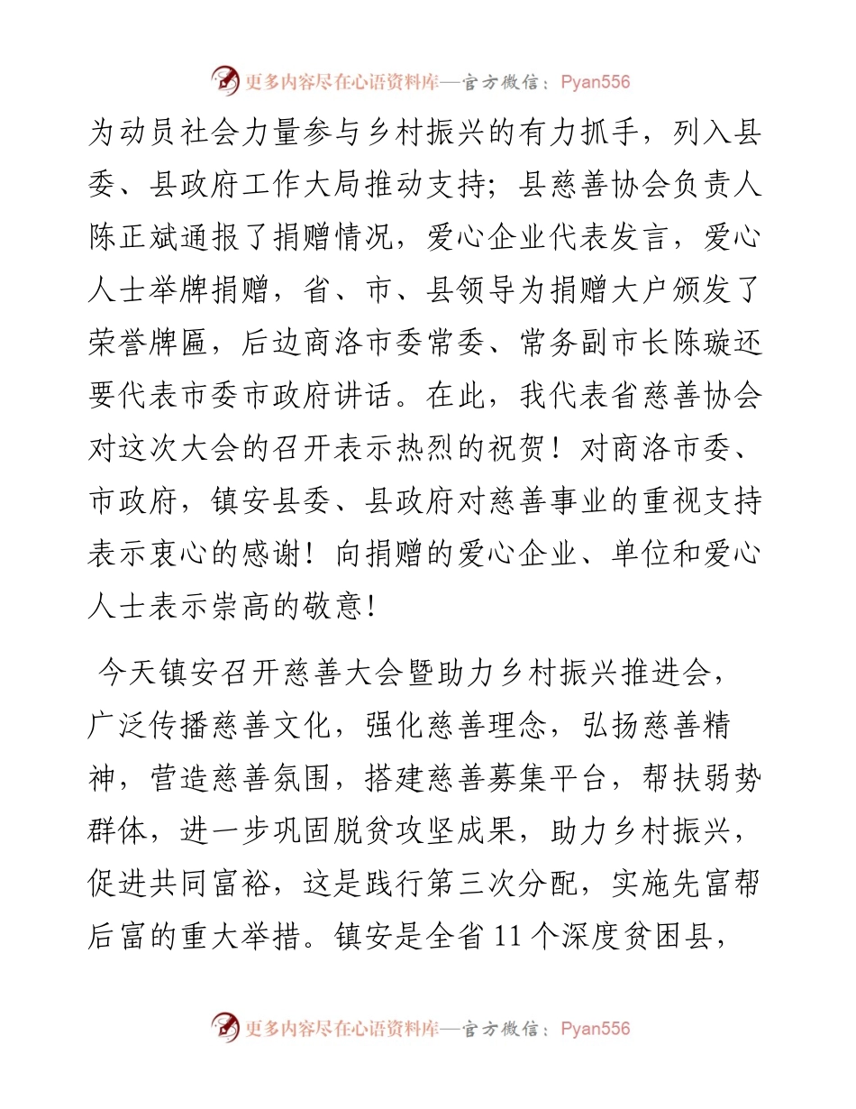 省慈善协会会长吴前进在镇安县慈善大会暨助力乡村振兴推进会上的讲话（0719）.docx_第2页