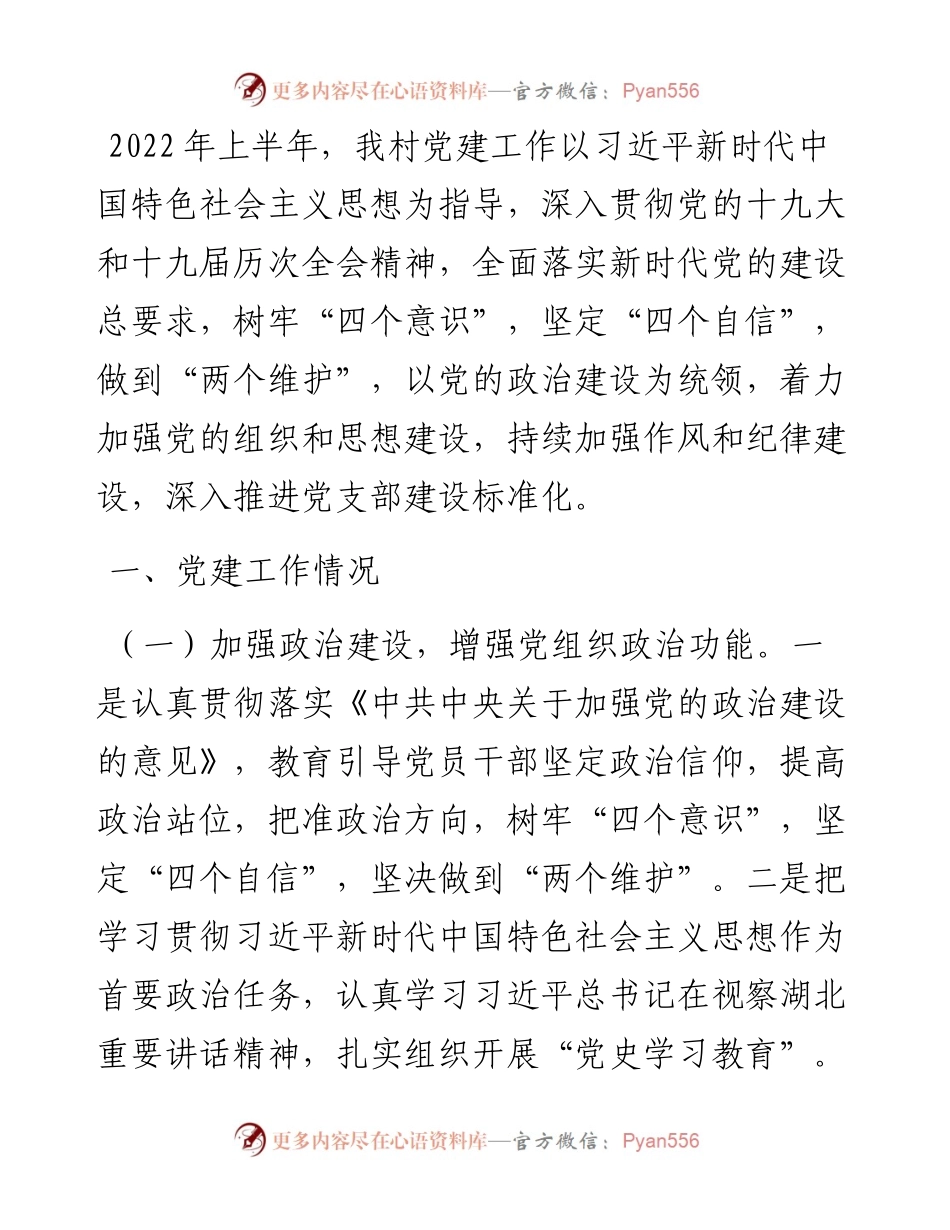 村党支部上半年工作总结.docx_第1页
