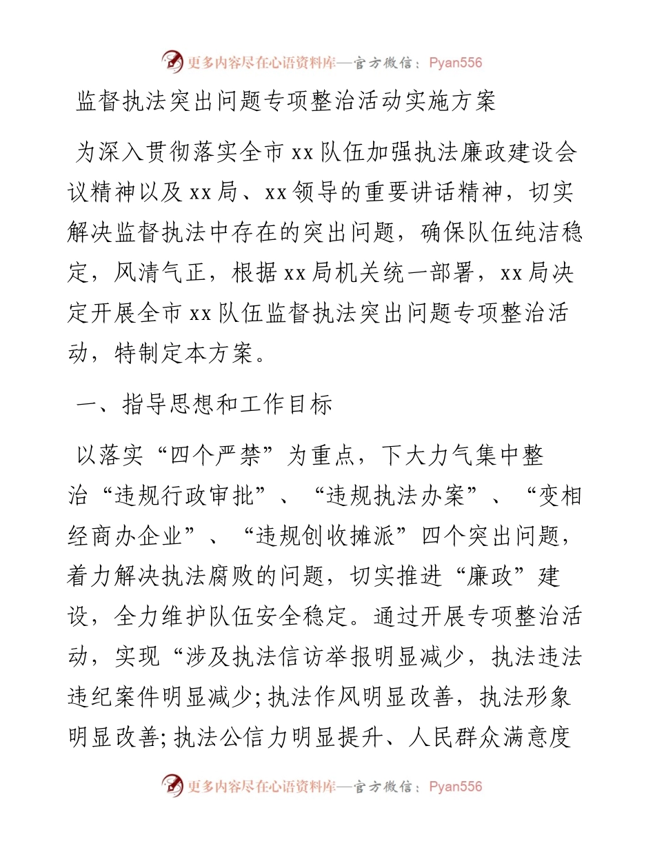 监督执法突出问题专项整治活动实施方案.docx_第1页