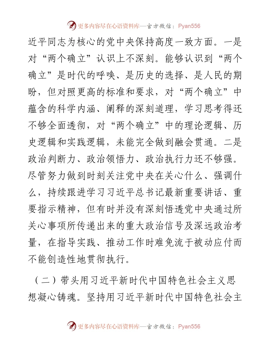 民主生活会办公室主任个人发言提纲.docx_第2页
