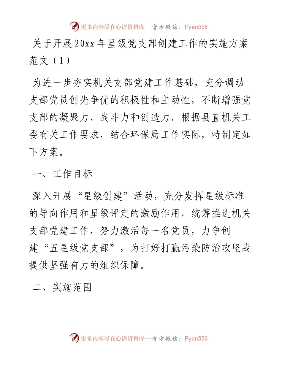 文汇系列4275--开展星级党支部党员创建工作实施方案汇编.docx_第1页
