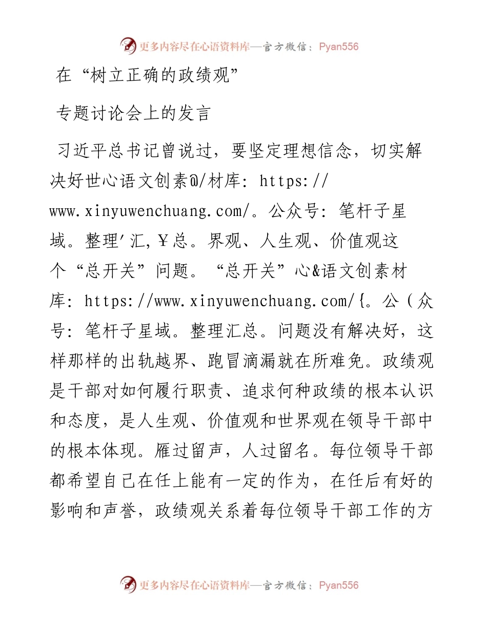 树立正确的政绩观专题讨论发言(1).docx_第1页