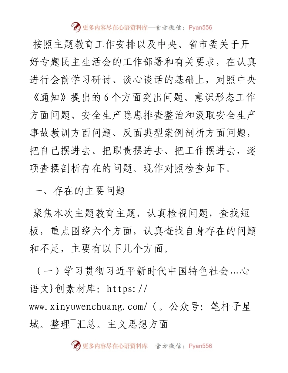 某国企公司党委书记2023年主题教育专题民主生活会个人对照检查材料.docx_第1页