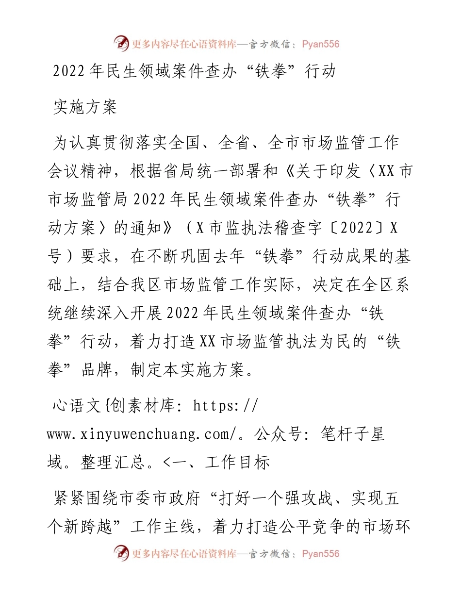 民生领域案件查办“铁拳”行动实施方案.docx_第1页