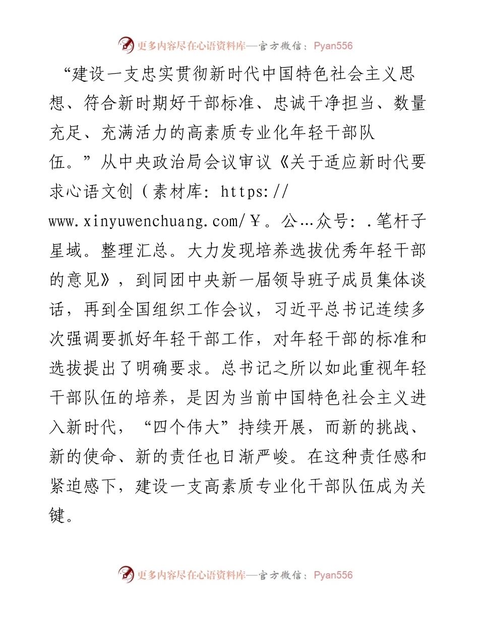 研讨发言：加大年轻干部培养力度 深入推进干部队伍建设.docx_第1页