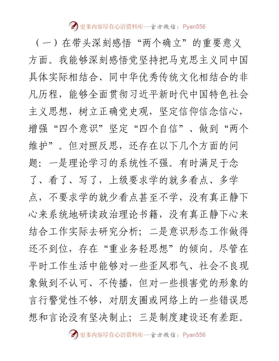 班子成员党史学习教育专题民主生活会对照检查材料.docx_第2页