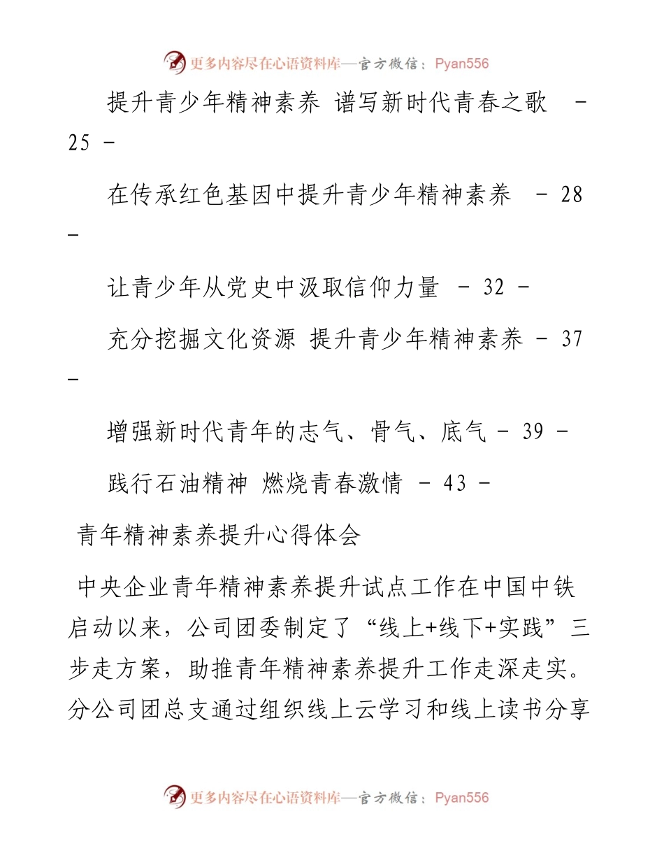 文汇系列4887--青年精神素养提升理论文章和心得体会汇编（17篇）.docx_第2页