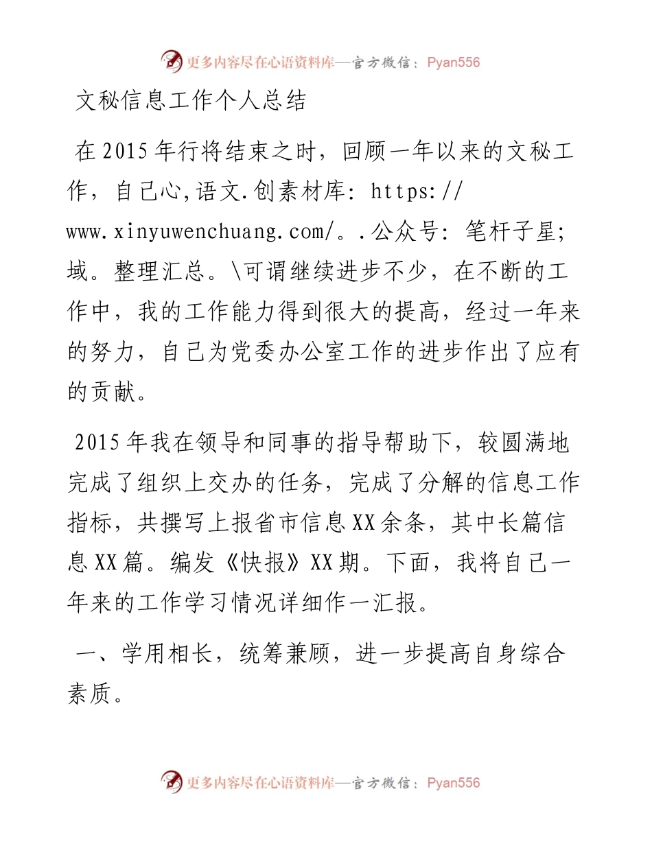 文秘信息工作个人总结.docx_第1页