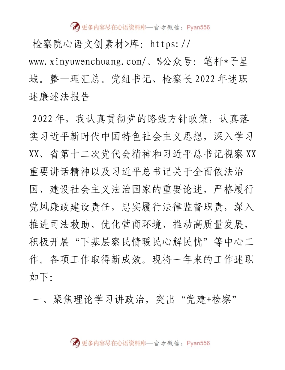 检察院党组书记、检察长述职述廉述法报告.docx_第1页