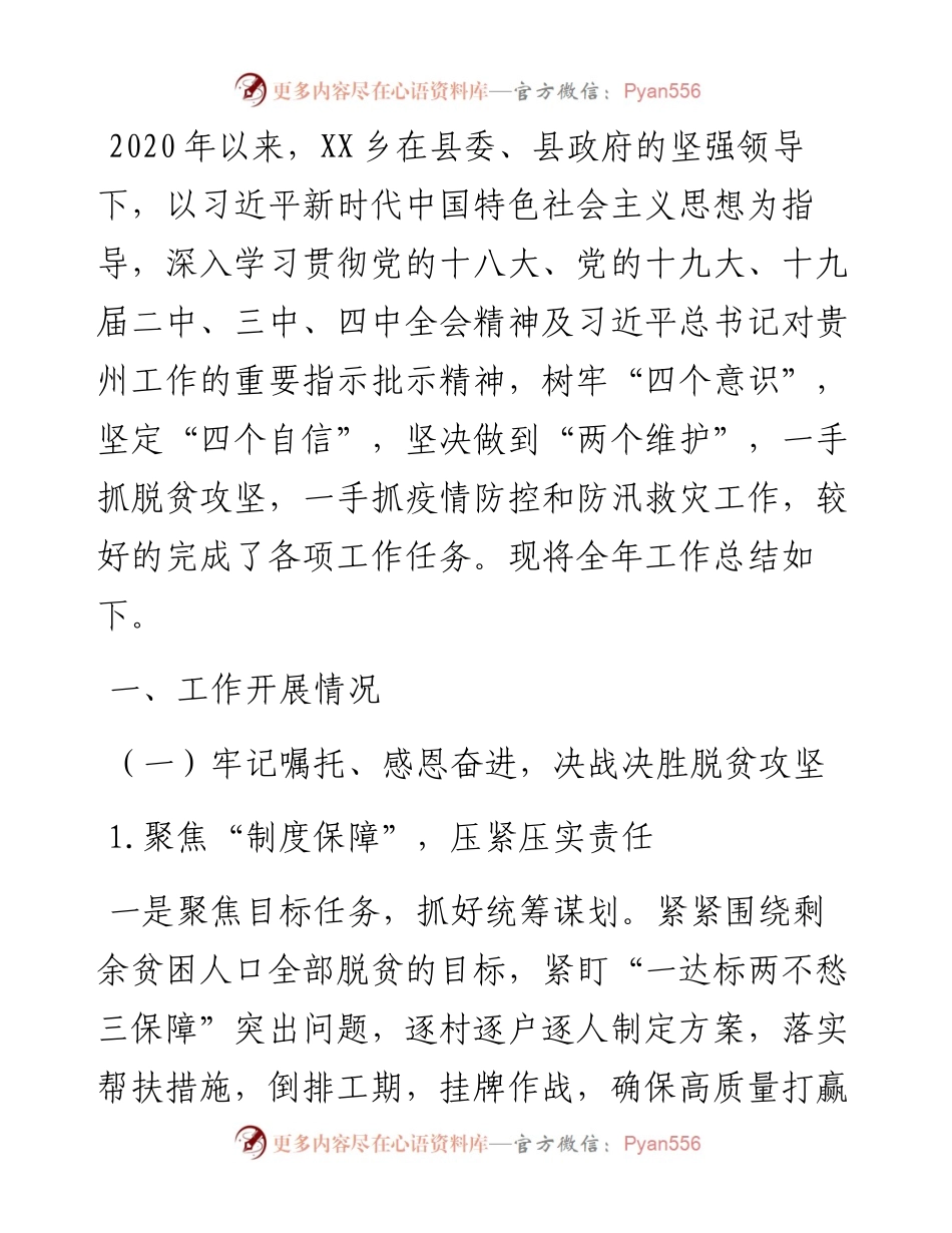 某乡政府工作总结及下年度工作计划.docx_第1页