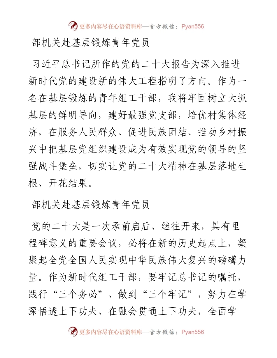 组织部学习党的二十大心得体会简短发言汇编（108篇）.docx_第2页