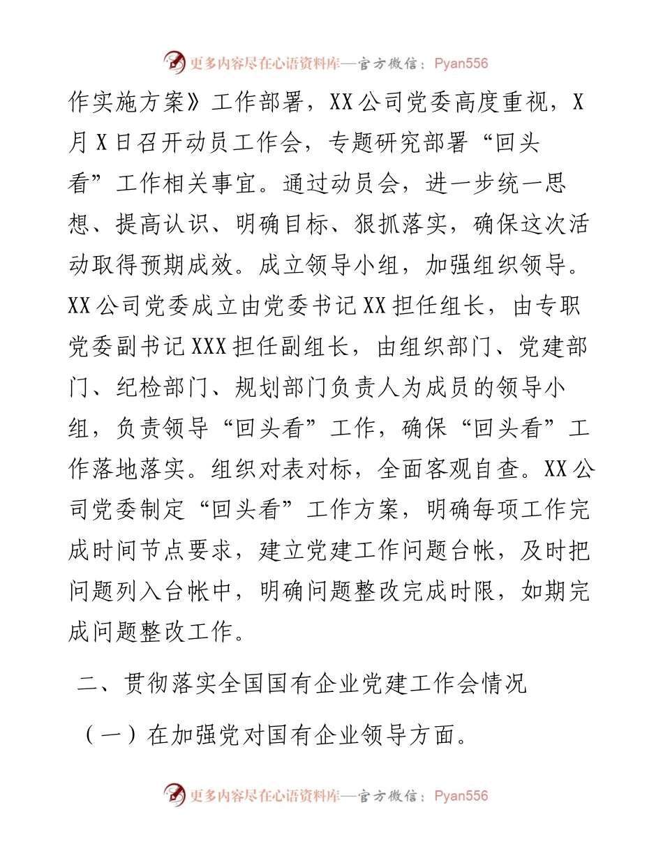 某国有企业贯彻落实全国国有企业党的建设工作会议精神情况“回头看”报告.docx_第2页