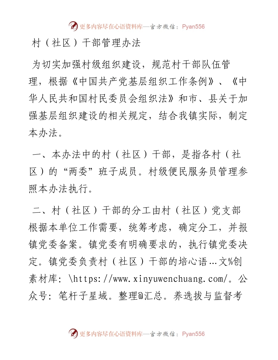 村（社区）干部管理办法.docx_第1页
