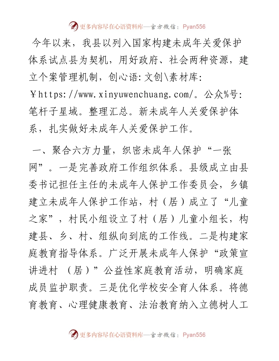 未成年人关爱保护体系建设工作汇报.docx_第1页