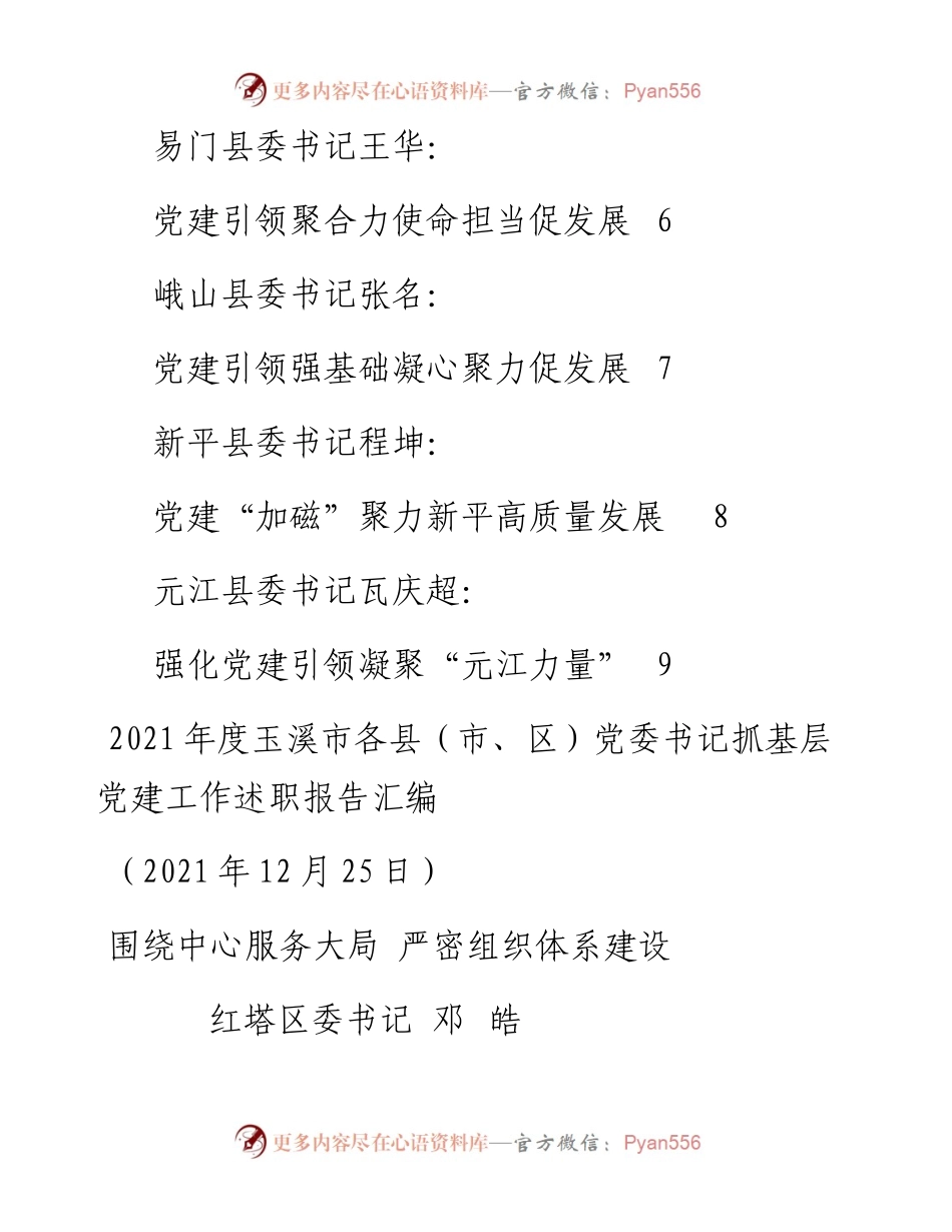 文汇系列3290--度玉溪市各县（市、区）党委书记抓基层党建工作述职报告汇编.docx_第2页