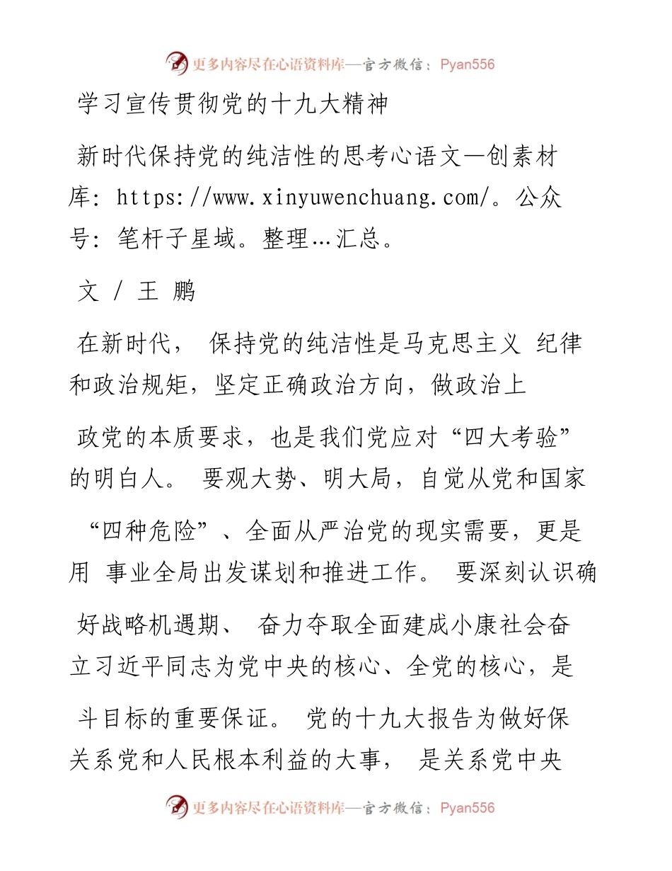 新时代保持党的纯洁性的思考_王鹏.docx_第1页