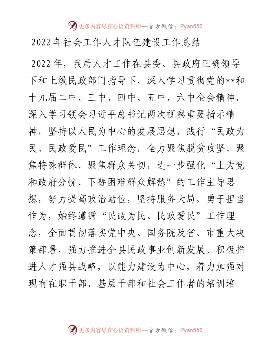 社会工作人才队伍建设工作总结.docx_第1页