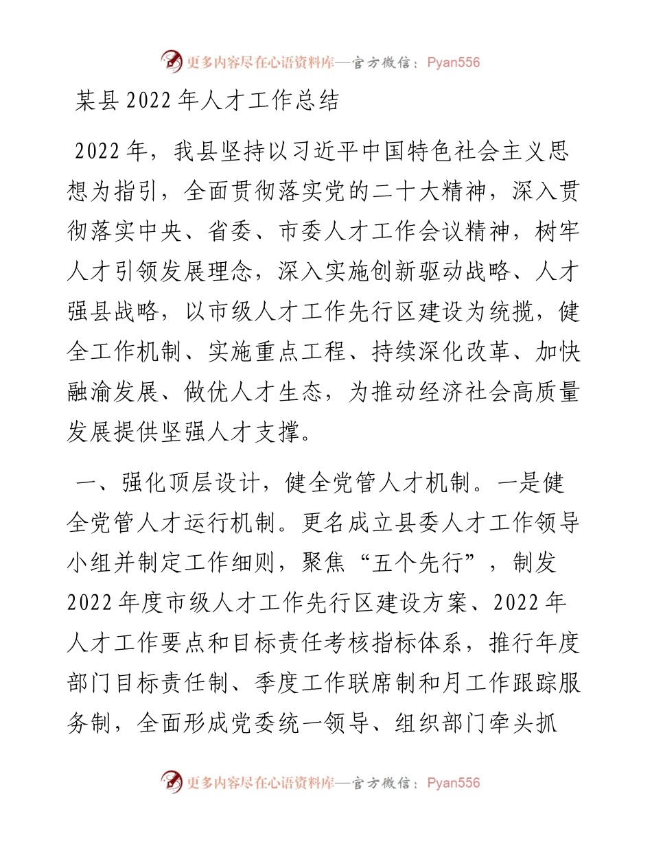 某县人才工作总结(1).docx_第1页
