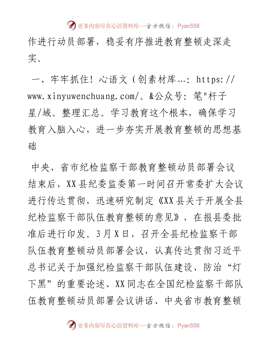 某县纪委监委关于开展纪检监察干部教育整顿工作情况的汇报材料.docx_第2页