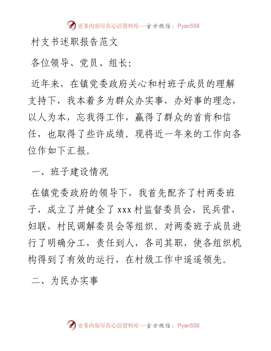 村支书述职报告范文(1).docx_第1页