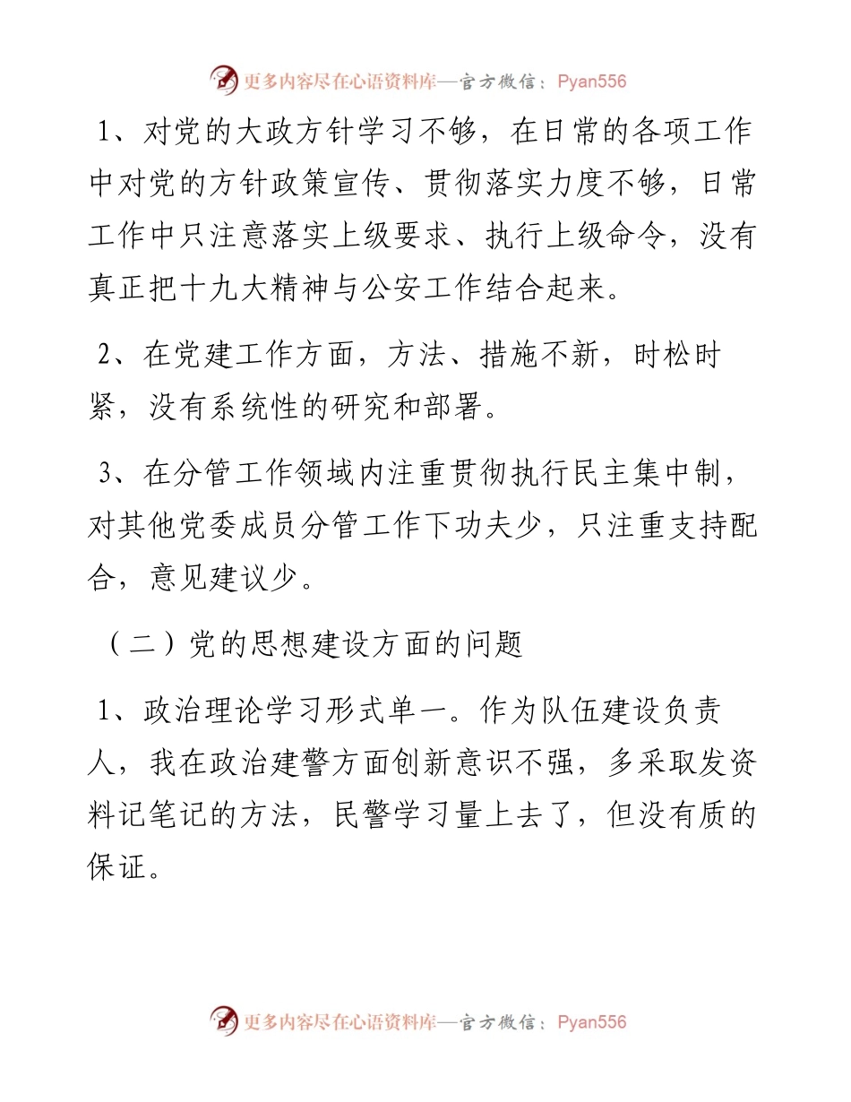 某县公安局党委副书记、政委巡察整改专题民主生活会对照检查材料.docx_第2页