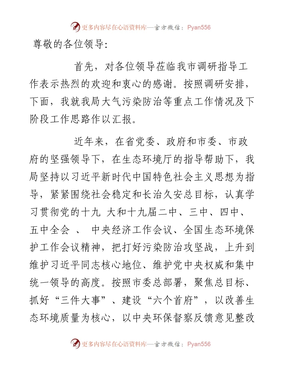 生态环境工作汇报稿.docx_第1页