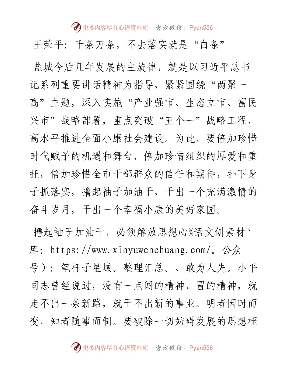 王荣平：千条万条，不去落实就是“白条”.docx_第1页