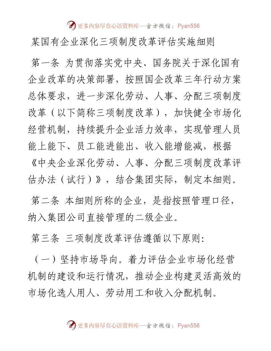 某国有企业深化三项制度改革评估实施细则.docx_第1页