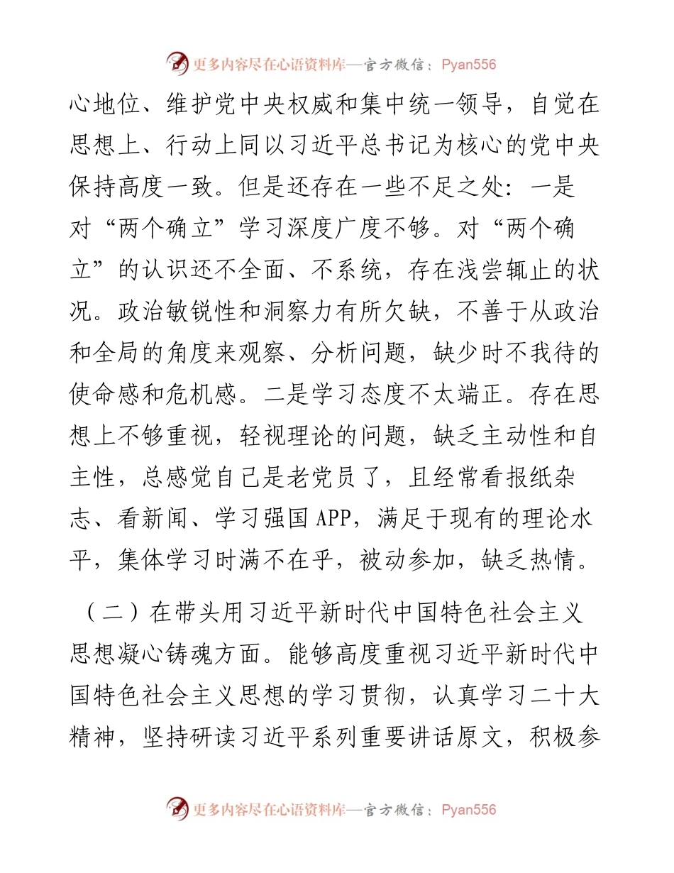 民主生活会党员干部对照检查材料（六个带头）.docx_第2页