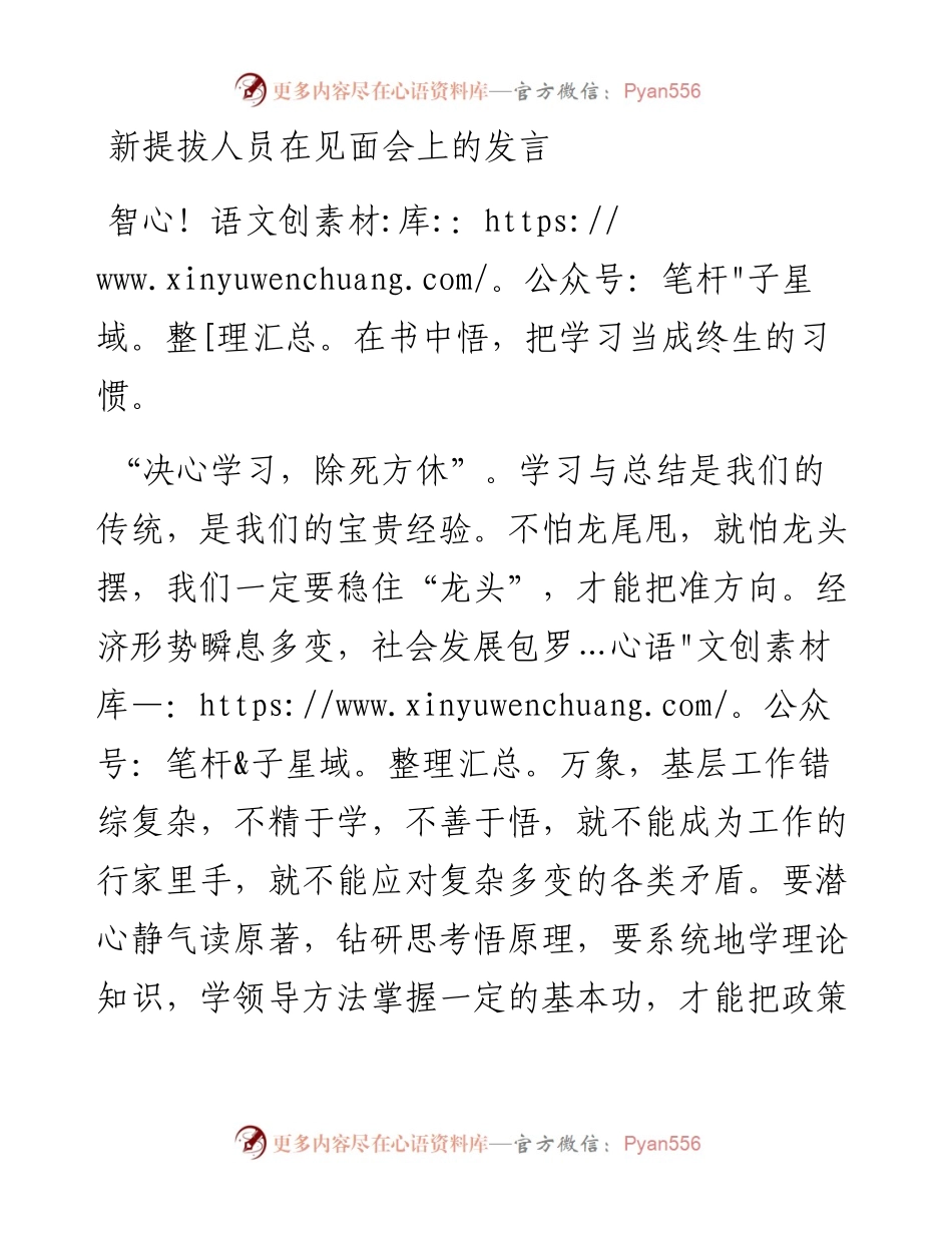 新提拔人员在见面会上的发言.docx_第1页