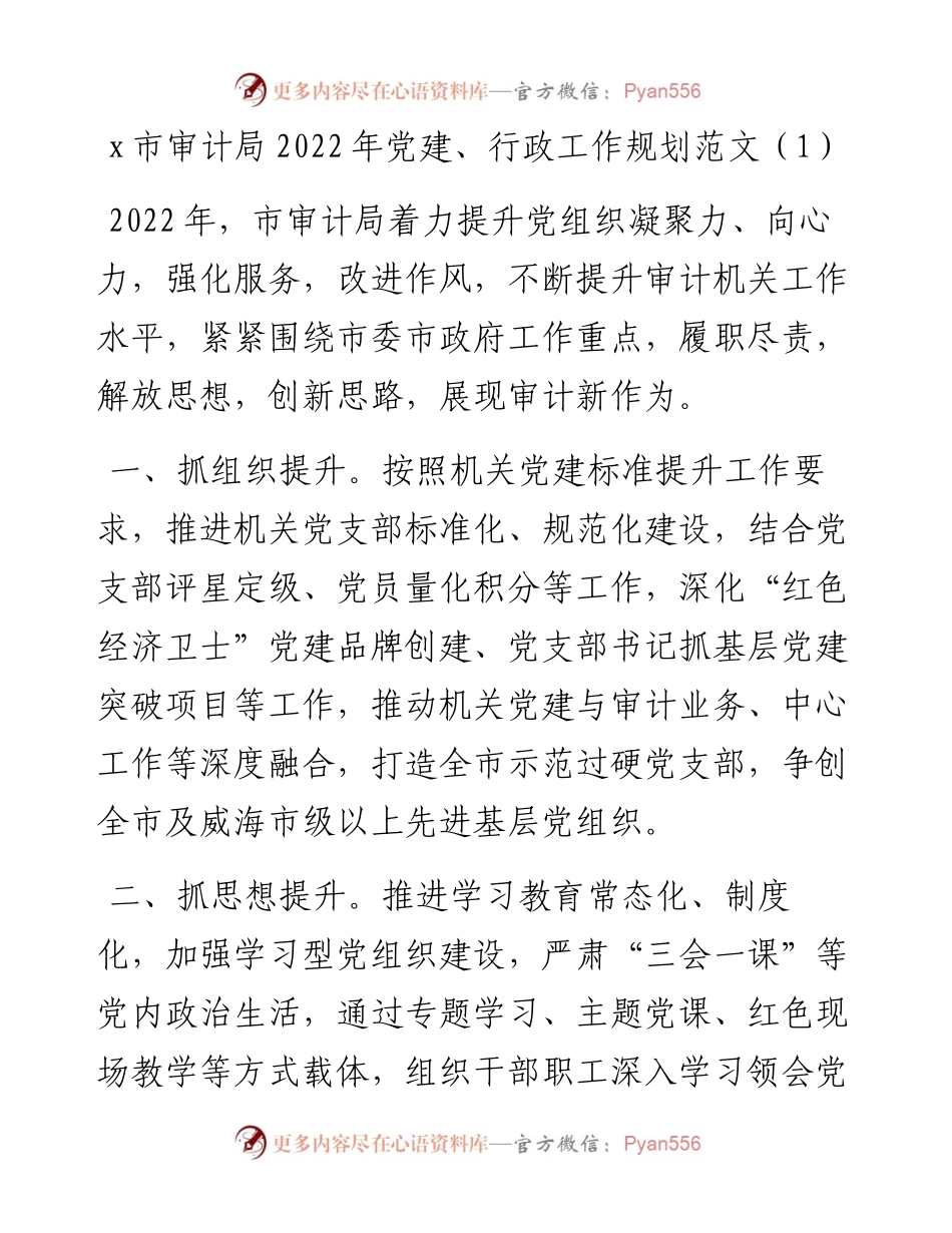 文汇系列3492--审计局工作计划汇编.docx_第1页