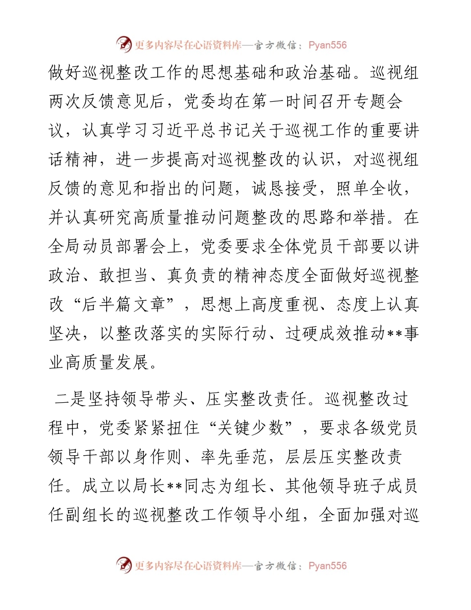 某局巡视整改进展情况报告.docx_第2页