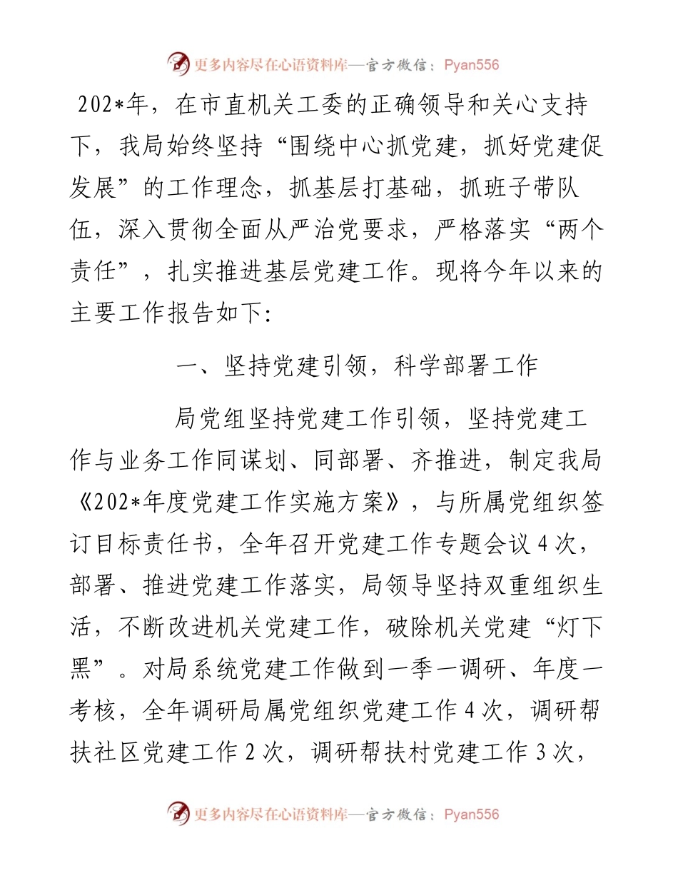 某局202年度党建工作总结.docx_第1页