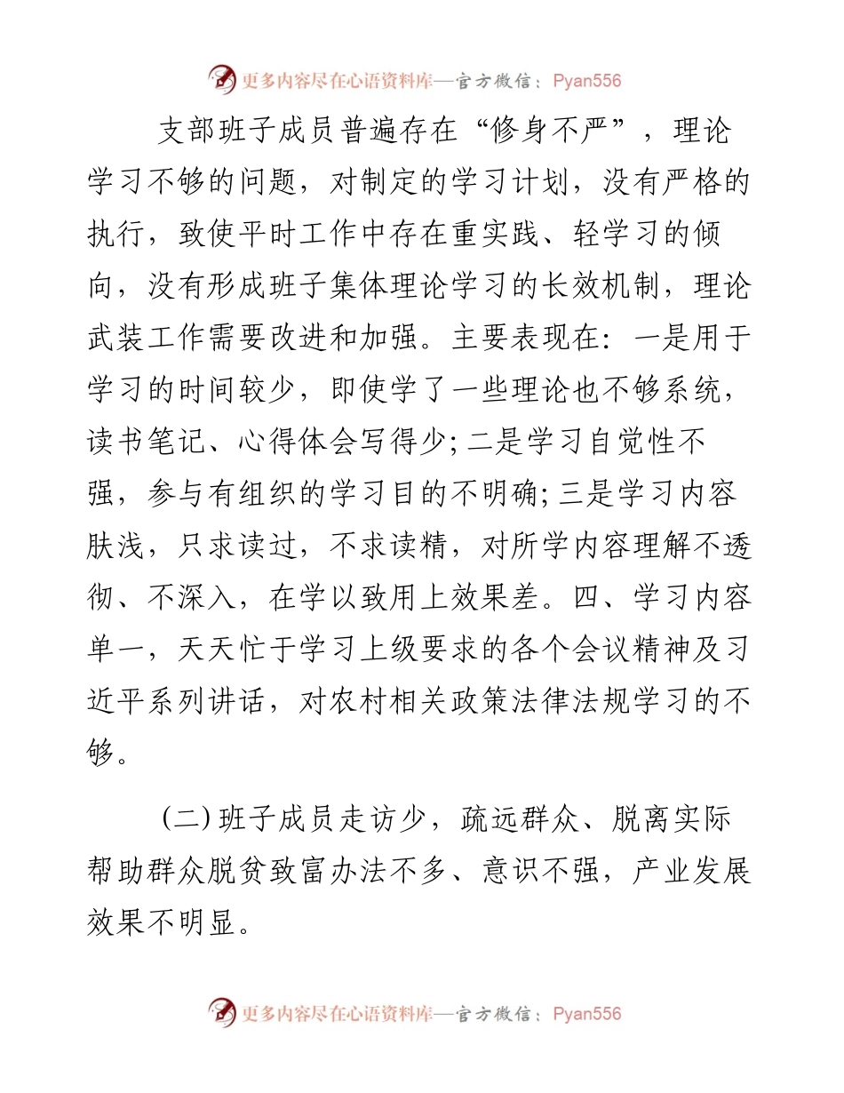 村党支部民主生活会对照检查材料.docx_第2页