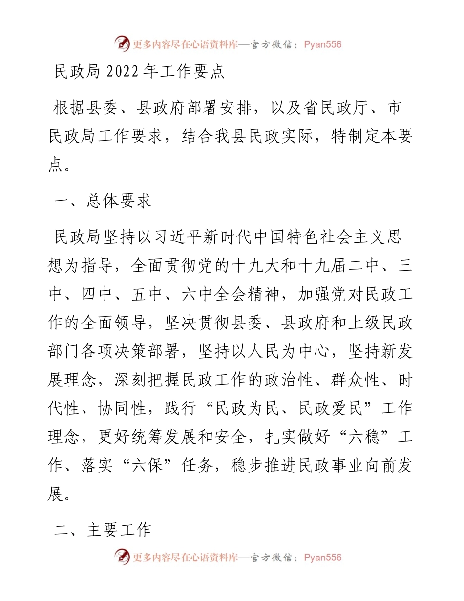 民政局工作要点.docx_第1页