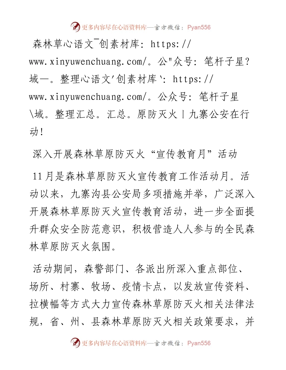 森林草原防灭火丨九寨公安在行动！(1).docx_第1页