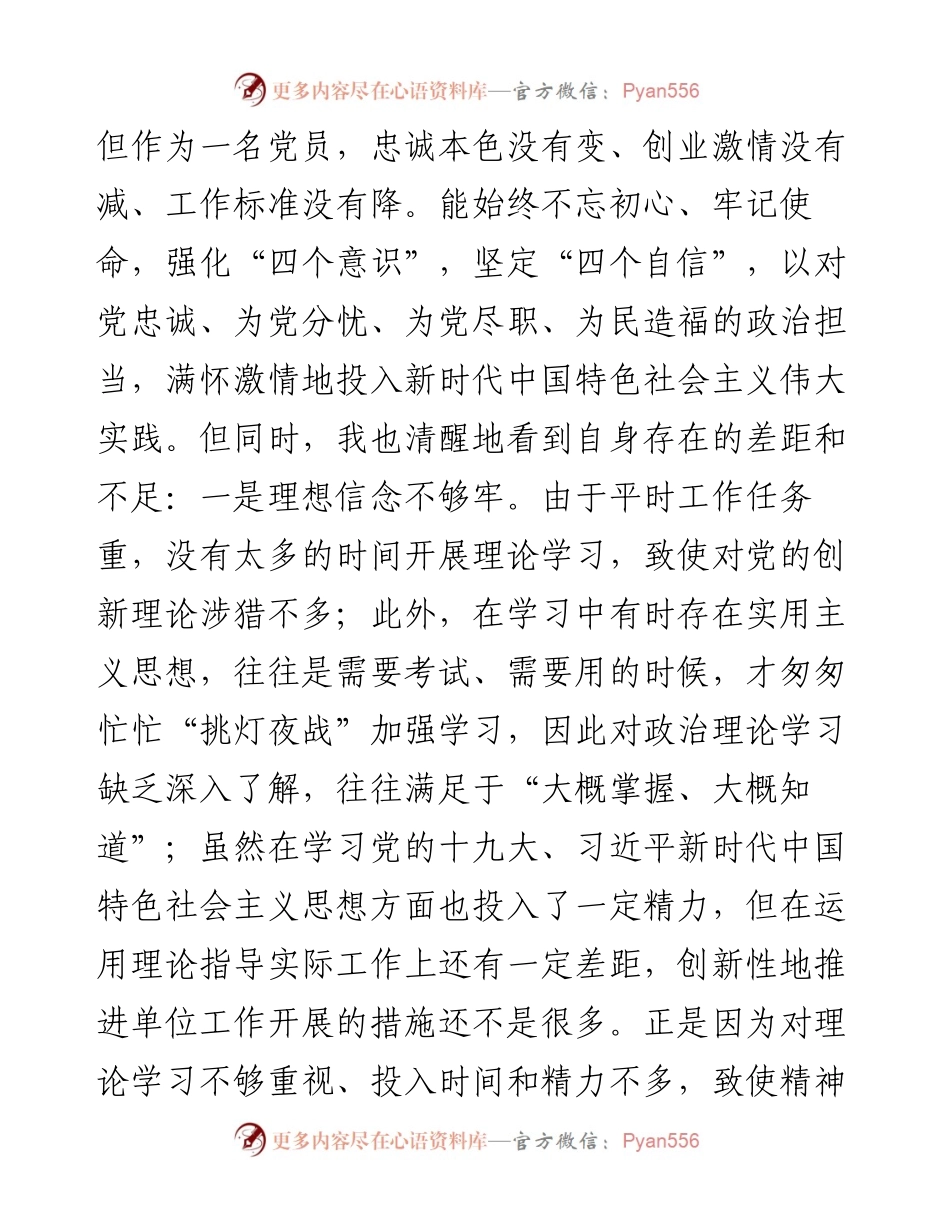 新时代新担当新作为专题民主生活会剖析材料（范文）.docx_第2页