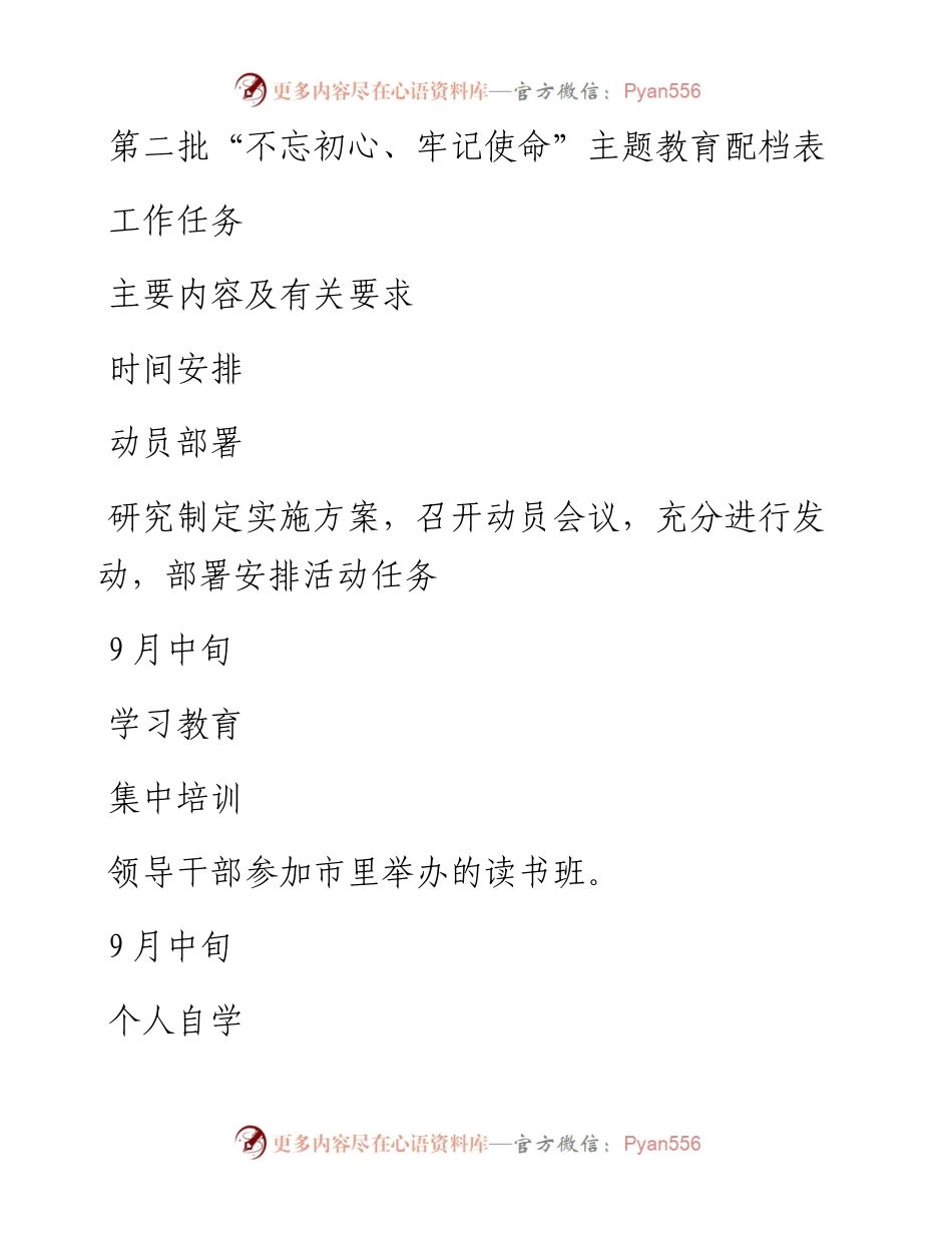 第二批不忘初心牢记使命主题教育配档表.docx_第1页