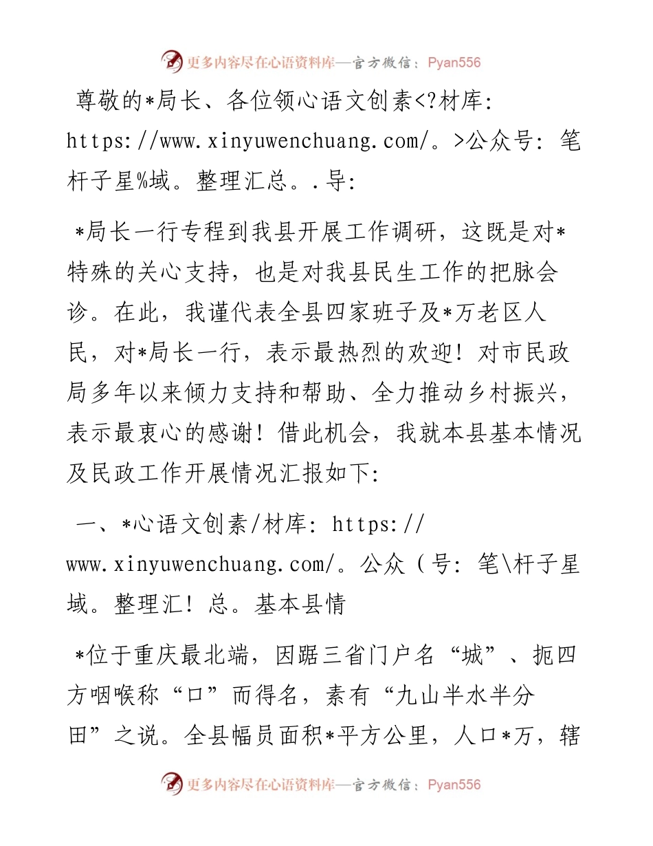 某县民政工作汇报材料.docx_第1页