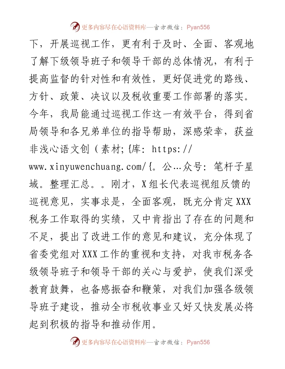 税务局长在巡察巡视反馈会上的表态发言.docx_第2页