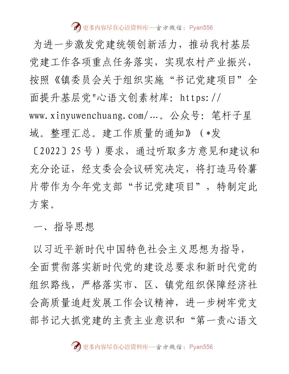 村党支部度“书记党建项目”实施方案.docx_第1页