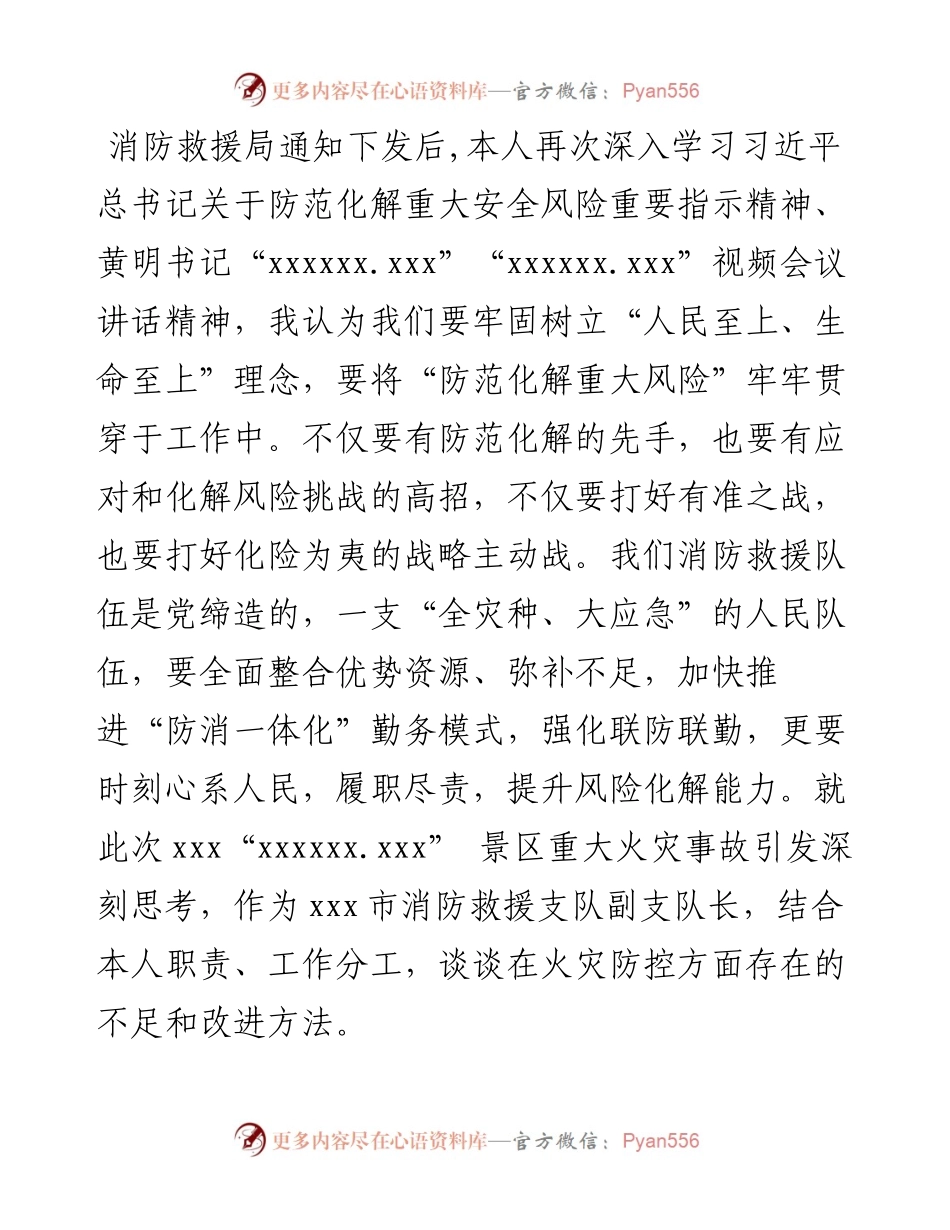 消防支队长在“人民至上、生命至上”党委议防工作专题会上的发言.docx_第1页