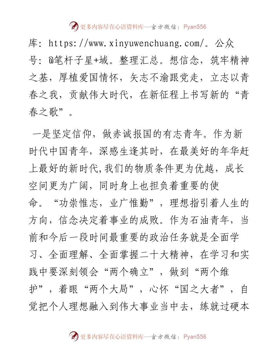 石油公司青年学习二十大报告心得：在新征程上书写新的“青春之歌”.docx_第2页